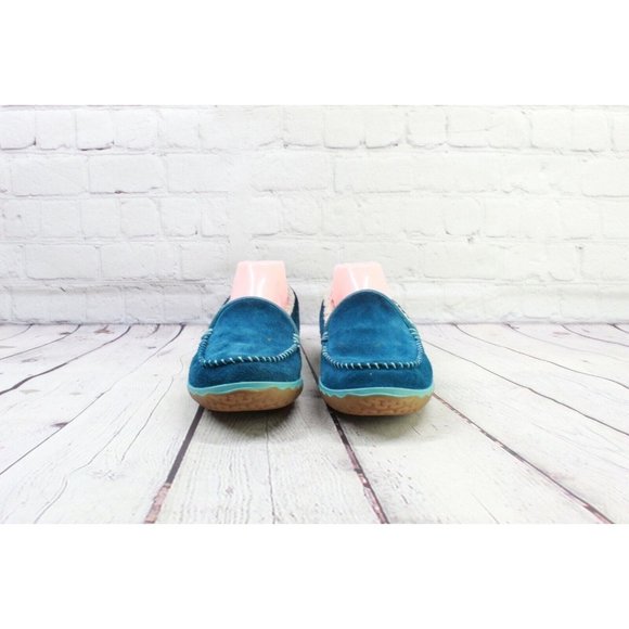 LL Bean Blue Suede Fleece Lined Mountain Moccasins Slipper Size 9 M - Picture 4 of 9